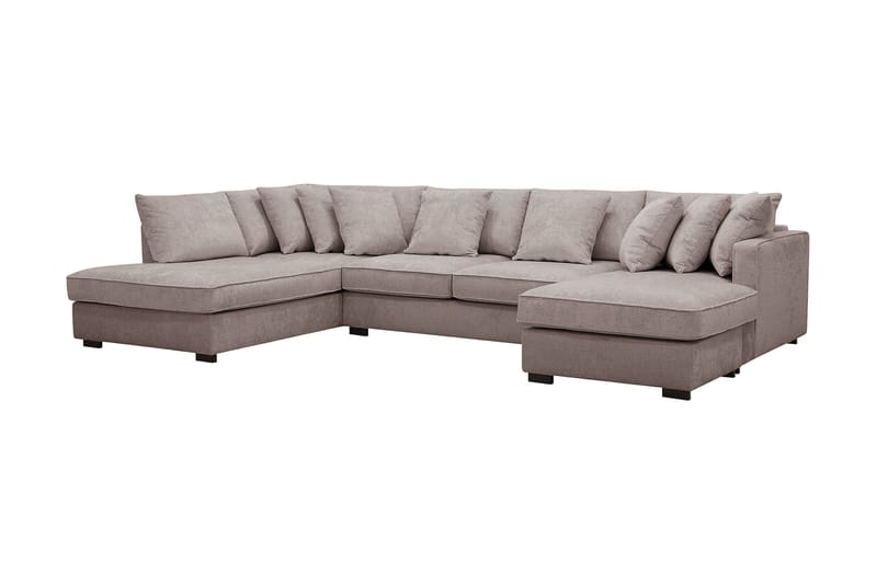 Rossita 5-personers Venstrevendt U-formet Dyb Sofa med Divan og Chaiselong i Chenille - Grå / Brun - Møbler - Sofaer - U Sofa