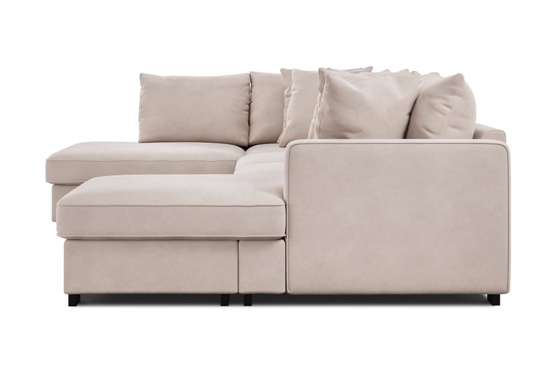 Rossita 5-personers Venstrevendt U-formet Dyb Sofa med Divan og Chaiselong i Fløjl - Beige - Møbler - Sofaer - U Sofa