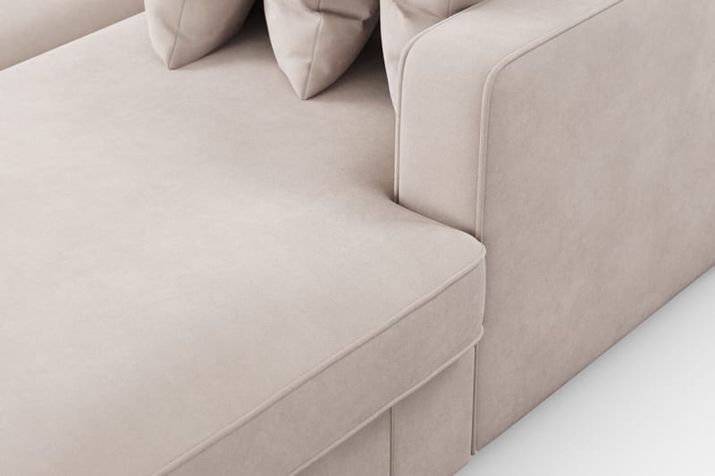 Rossita 5-personers Venstrevendt U-formet Dyb Sofa med Divan og Chaiselong i Fløjl - Beige - Møbler - Sofaer - U Sofa