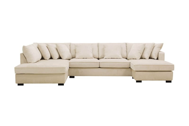 Rossita 5-personers Venstrevendt U-formet Dyb Sofa med Divan og Chaiselong i Chenille - Beige - Møbler - Sofaer - U Sofa