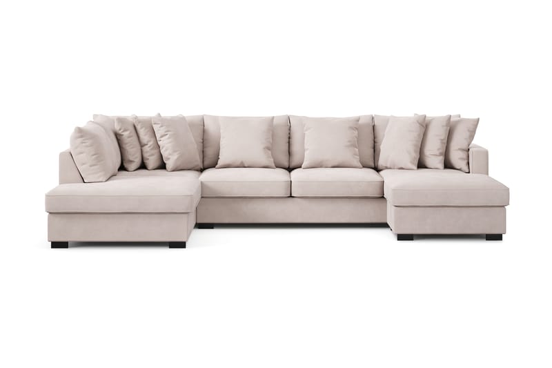 Rossita 5-personers Venstrevendt U-formet Dyb Sofa med Divan og Chaiselong i Fløjl - Beige - Møbler - Sofaer - U Sofa