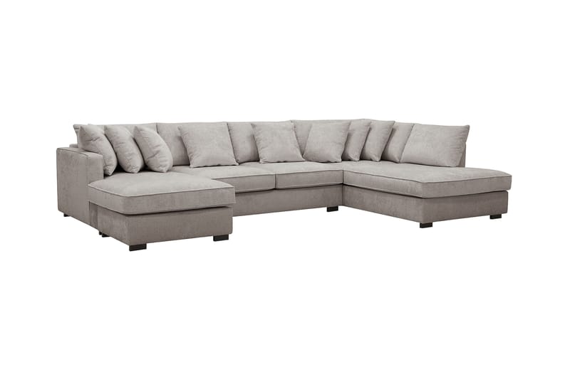 Rossita 5-personers Højrevendt U-formet Dyb Sofa med Divan og Chaiselong i Chenille - Grå / Brun - Møbler - Sofaer - U Sofa