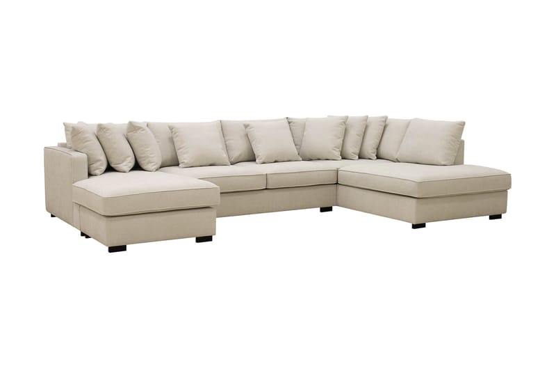 Rossita 5-personers Højrevendt U-formet Dyb Sofa med Divan og Chaiselong i Stof - Beige - Møbler - Sofaer - U Sofa