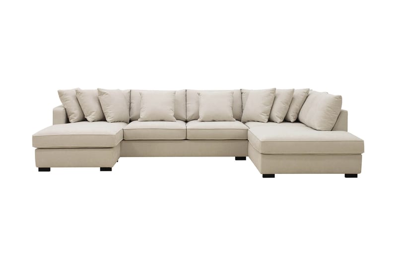 Rossita 5-personers Højrevendt U-formet Dyb Sofa med Divan og Chaiselong i Stof - Beige - Møbler - Sofaer - U Sofa