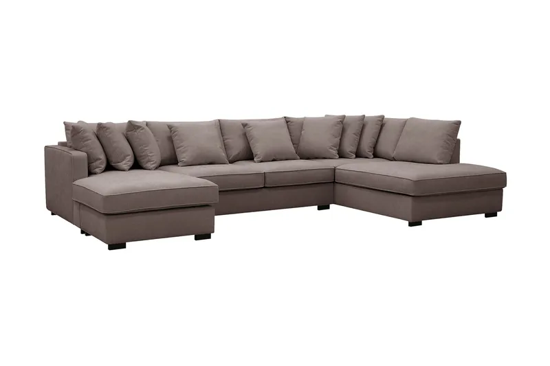 Rossita 5-personers Højrevendt U-formet Dyb Sofa med Divan og Chaiselong i Stof - Brun - Møbler - Sofaer - U Sofa