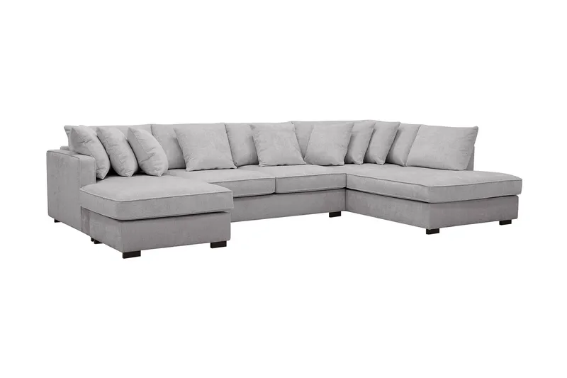 Rossita 5-personers Højrevendt U-formet Dyb Sofa med Divan og Chaiselong i Chenille - Grå - Møbler - Sofaer - U Sofa