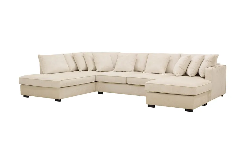 Rossita 5-personers Venstrevendt U-formet Dyb Sofa med Divan og Chaiselong i Chenille - Beige - Møbler - Sofaer - U Sofa
