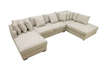 Rossita 5-personers Højrevendt U-formet Dyb Sofa med Divan og Chaiselong i Stof - Beige - Møbler - Sofaer - U Sofa