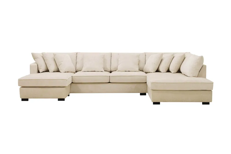 Rossita 5-personers Højrevendt U-formet Dyb Sofa med Divan og Chaiselong i Chenille - Beige - Møbler - Sofaer - U Sofa