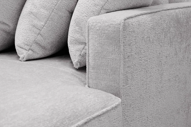 Rossita 5-personers Venstrevendt U-formet Dyb Sofa med Divan og Chaiselong i Chenille - Grå - Møbler - Sofaer - U Sofa