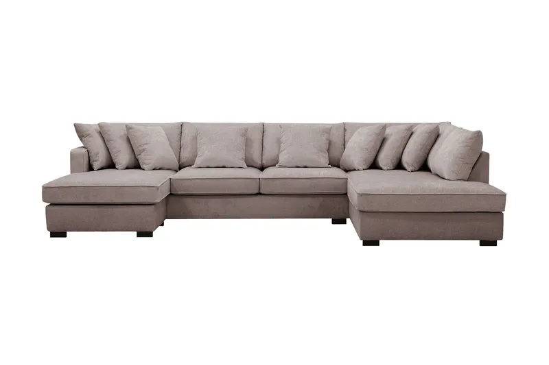 Rossita 5-personers Højrevendt U-formet Dyb Sofa med Divan og Chaiselong i Chenille - Grå / Brun - Møbler - Sofaer - U Sofa