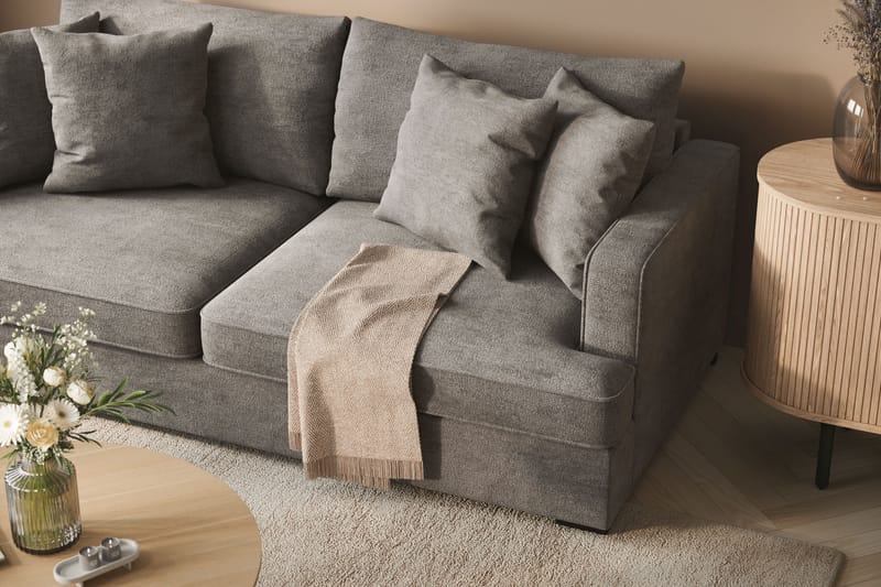 Rossita Dyb 3-personers sofa i chenille - Lys Grå - Møbler - Sofaer - 3 personers sofa