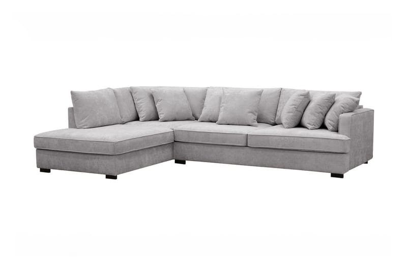 Rossita Dyb 4-personers L sofa i chenille med chaiselong Venstre - Lys Grå - Møbler - Sofaer - Sofa med chaiselong