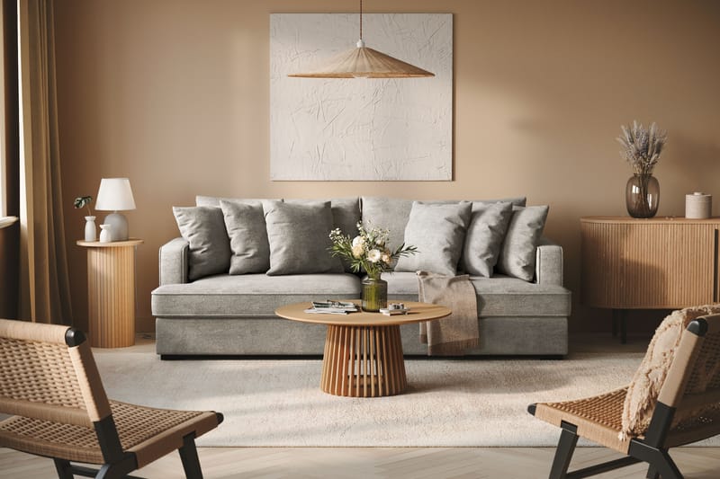 Rossita Dyb 4-personers sofa i chenille - Lys Grå - Møbler - Sofaer - 4 personers sofa
