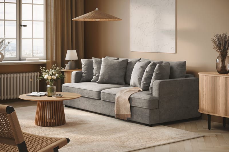 Rossita Dyb 4-personers sofa i chenille - Lys Grå - Møbler - Sofaer - 4 personers sofa