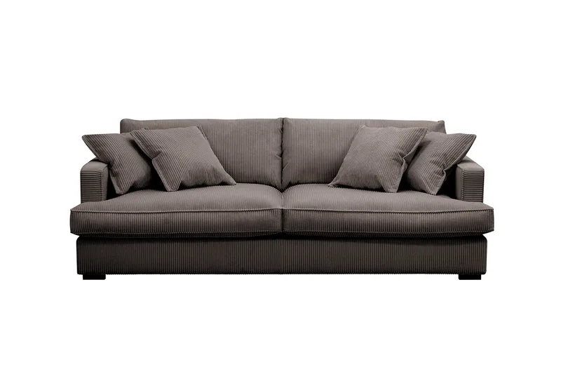 Rossita Lyx 2,5-personers ekstra dyb sofa i fløjl, Brun