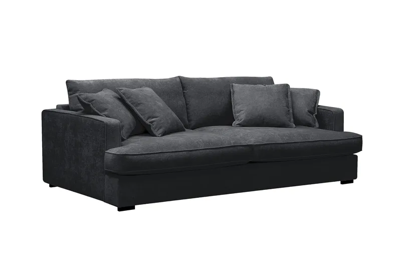 Rossita Lyx 2,5-personers ekstra dyb sofa i chenille - Sort - Møbler - Sofaer - 3 personers sofa