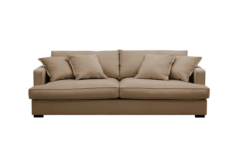 Rossita Lyx 2,5-personers ekstra dyb sofa i fløjl - Lysebrun - Møbler - Sofaer - 3 personers sofa