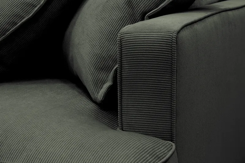 Rossita Lyx 3,5-personers Ekstra Dyb Sofa i Jernbanefløjl - Mørkegrøn - Møbler - Sofaer - 4 personers sofa