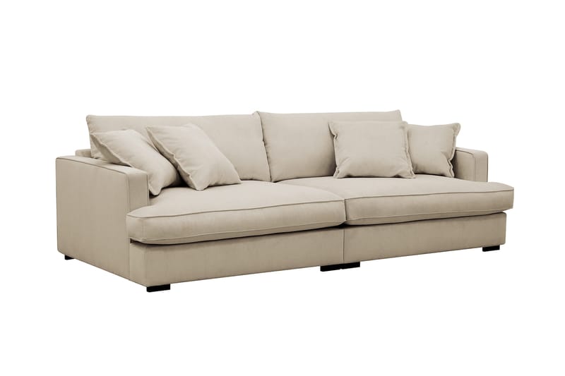 Rossita Lyx 3-personers ekstra dyb sofa i fløjl - Creme - Møbler - Sofaer - 3 personers sofa
