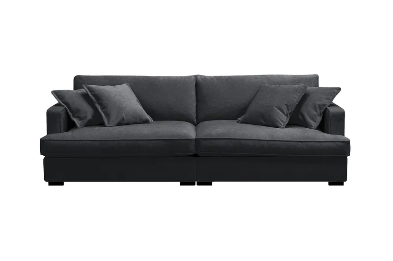 Rossita Lyx 3-personers ekstra dyb sofa i chenille - Sort - Møbler - Sofaer - 3 personers sofa