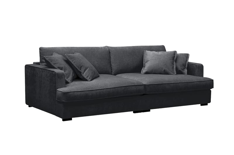 Rossita Lyx 3-personers ekstra dyb sofa i chenille - Sort - Møbler - Sofaer - 3 personers sofa