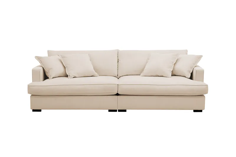 Rossita Lyx 3-personers ekstra dyb sofa i fløjl - Beige - Møbler - Sofaer - 3 personers sofa