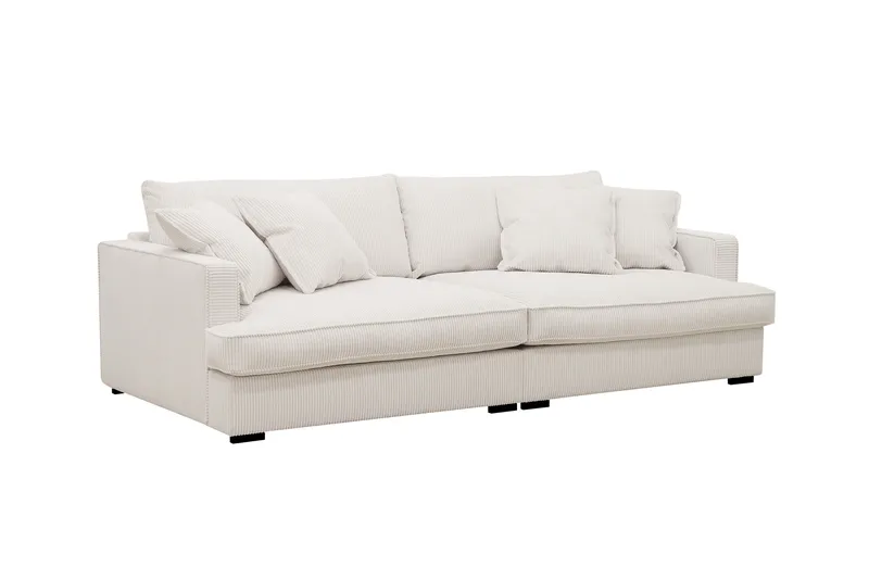 Rossita Lyx 3-personers ekstra dyb sofa i fløjl - Naturhvid - Møbler - Sofaer - 3 personers sofa