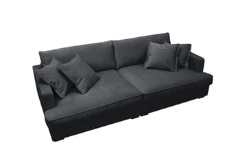 Rossita Lyx 3-personers ekstra dyb sofa i chenille - Trenza 01, Sort Chenille - Møbler - Sofaer - 3 personers sofa