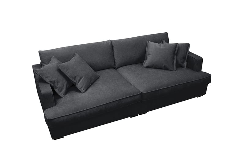 Rossita Lyx 3-personers ekstra dyb sofa i chenille - Sort - Møbler - Sofaer - 3 personers sofa