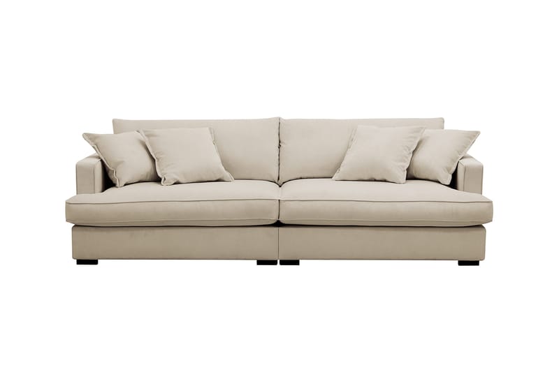 Rossita Lyx 3-personers ekstra dyb sofa i fløjl - Creme - Møbler - Sofaer - 3 personers sofa