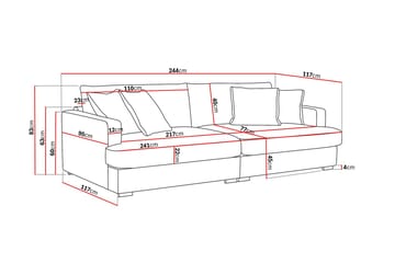 Rossita Lyx 3-personers ekstra dyb sofa i stof - Beige - Møbler - Sofaer - 3 personers sofa