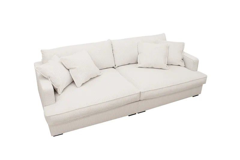 Rossita Lyx 3-personers ekstra dyb sofa i fløjl - Naturhvid - Møbler - Sofaer - 3 personers sofa