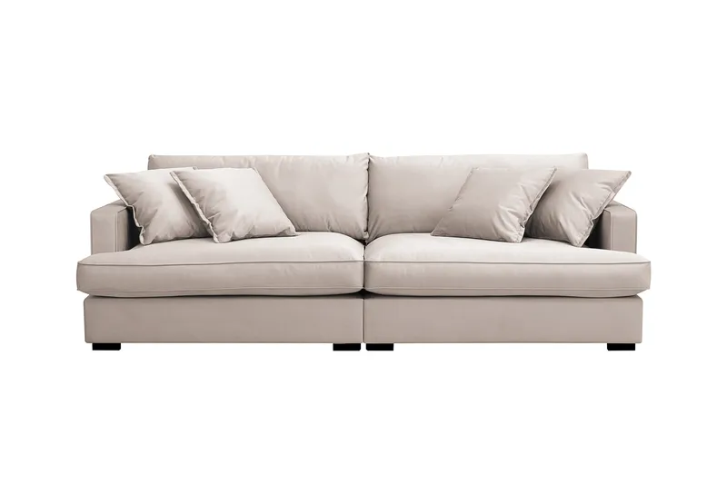 Rossita Lyx 3-personers ekstra dyb sofa i velour, Beige