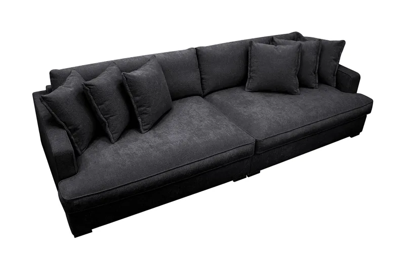 Rossita Lyx 4-personers Ekstra Dyb Sofa i Chenille - Sort - Møbler - Sofaer - 4 personers sofa