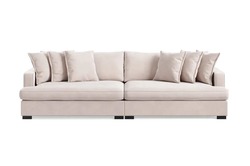 Rossita Lyx 4-personers Ekstra Dyb Sofa i Fløjl, Beige