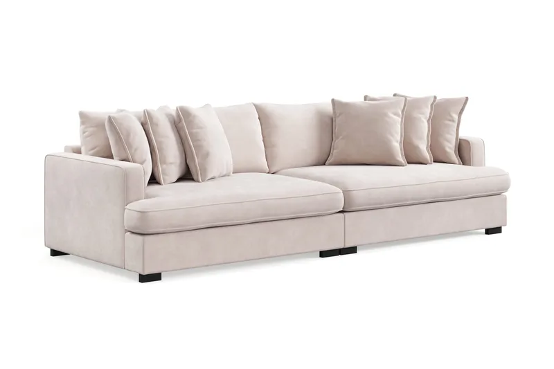 Rossita Lyx 4-personers Ekstra Dyb Sofa i Fløjl - Beige - Møbler - Sofaer - Velour sofaer