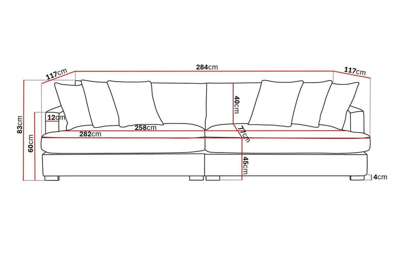 Rossita Lyx 4-personers Ekstra Dyb Sofa i Stof - Beige - Møbler - Sofaer - 4 personers sofa