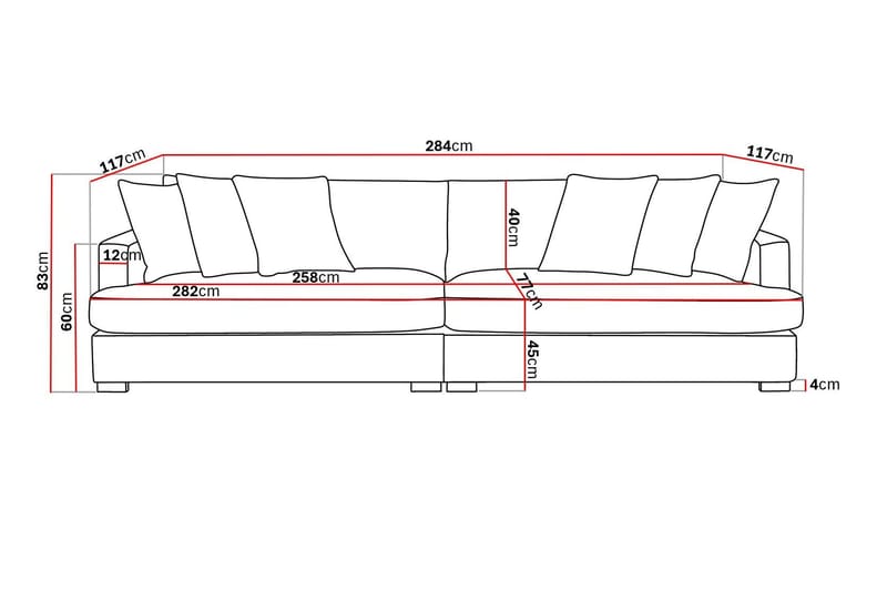 Rossita Lyx 4-personers Ekstra Dyb Sofa i Stof - Beige - Møbler - Sofaer - 4 personers sofa