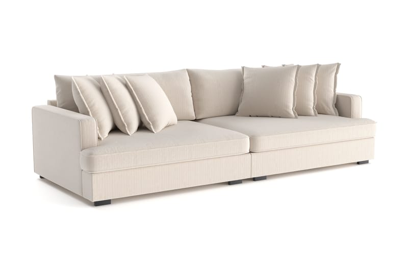 Rossita Lyx 4-personers Ekstra Dyb Sofa i Jernbanefløjl - Beige - Møbler - Sofaer - 4 personers sofa