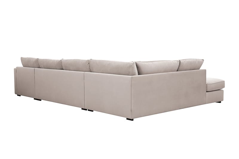 Rossita Lyx 5-personers højrevendt U-formet ekstra dyb sofa med divan og chaiselong i velour - Beige - Møbler - Sofaer - U Sofa