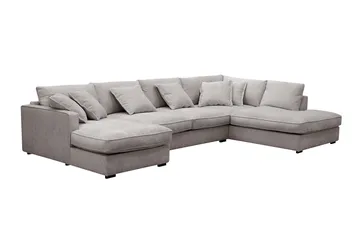 Rossita Lyx 5-personers højrevendt U-formet ekstra dyb sofa med divan og chaiselong i chenille - Trenza 08, Grå/Brun Chenille - Møbler - Sofaer - U Sofa