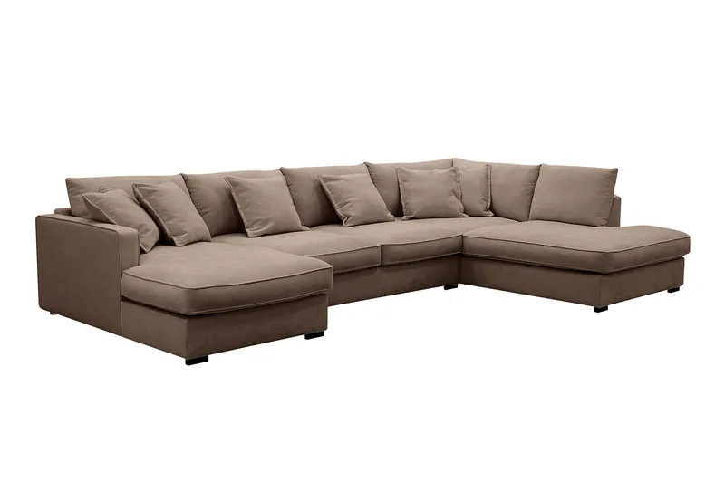 Rossita Lyx 5-personers Venstrevendt U-formet Ekstra dyb Sofa med Divan og Chaiselong i Stof - Mørk brun - Møbler - Sofaer - U Sofa