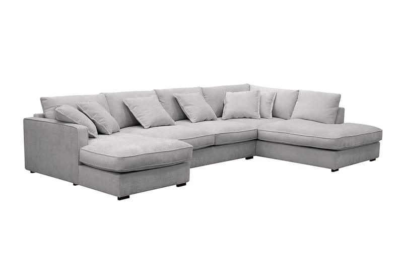 Rossita Lyx 5-personers venstrevendt U-formet ekstra dyb sofa med divan og chaiselong i chenille - Grå - Møbler - Sofaer - U Sofa