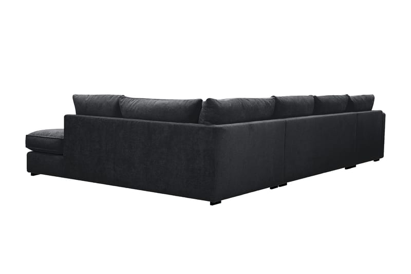 Rossita Lyx 5-personers venstrevendt U-formet ekstra dyb sofa med divan og chaiselong i chenille - Sort - Møbler - Sofaer - U Sofa