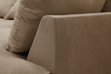 Rossita Lyx 5-personers højrevendt U-formet ekstra dyb sofa med divan og chaiselong i fløjl - Lysebrun - Møbler - Sofaer - U Sofa