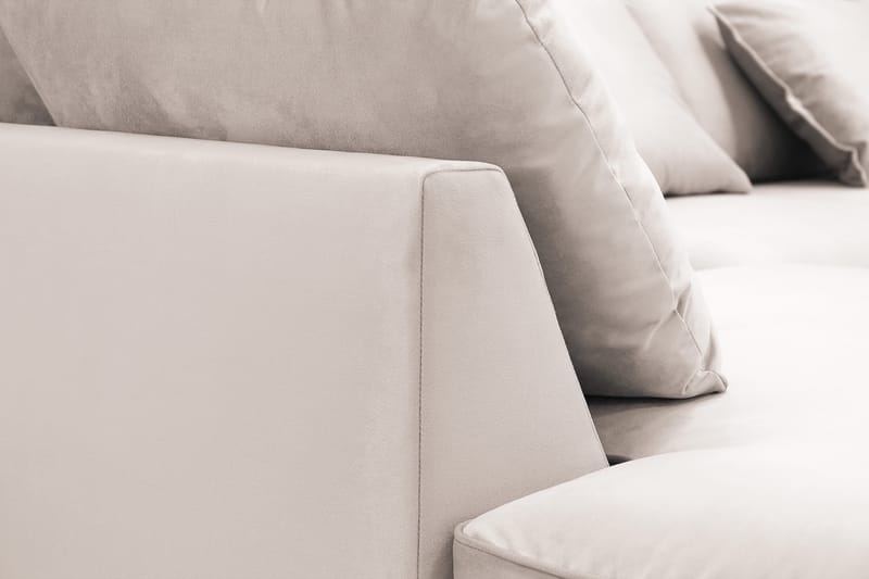 Rossita Lyx 5-personers højrevendt U-formet ekstra dyb sofa med divan og chaiselong i velour - Beige - Møbler - Sofaer - U Sofa