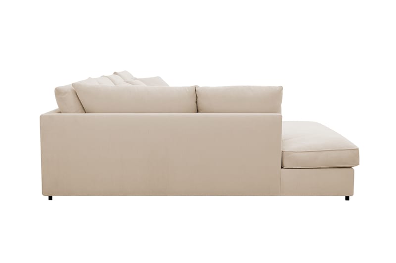 Rossita Lyx 5-personers højrevendt U-formet ekstra dyb sofa med divan og chaiselong i fløjl - Beige - Møbler - Sofaer - U Sofa