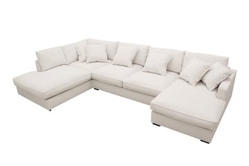 Rossita Lyx 5-personers venstrevendt U-formet ekstra dyb sofa med divan og chaiselong i fløjl - Offwhite - Møbler - Sofaer - U Sofa