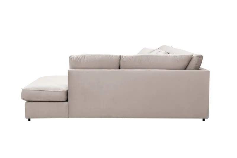 Rossita Lyx 5-personers venstrevendt U-formet ekstra dyb sofa med divan og chaiselong i velour - Beige - Møbler - Sofaer - U Sofa
